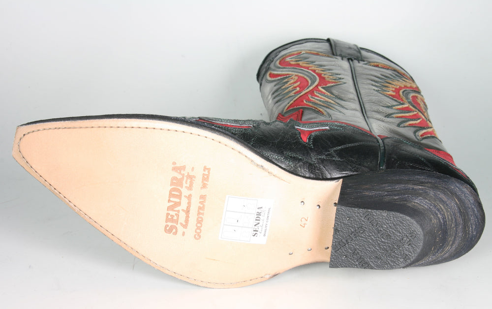 6480 Sendra Cowboy Boots Barbados Negro N. Rojo