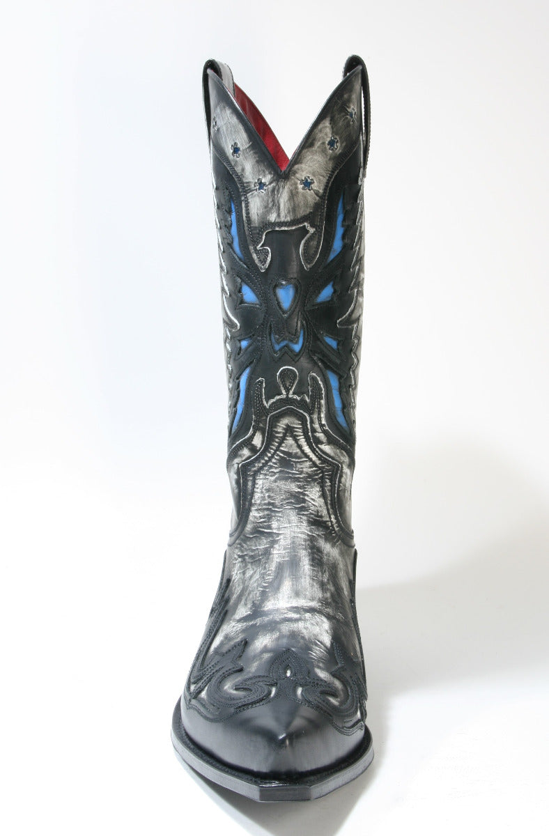 6885 Sendra Boots Cowboystiefel Negra Flora Blanco