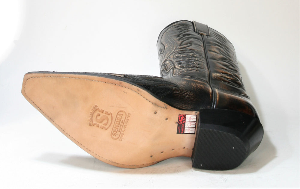 7013 Sendra Cowboy Boots Python Negro Denver Canela