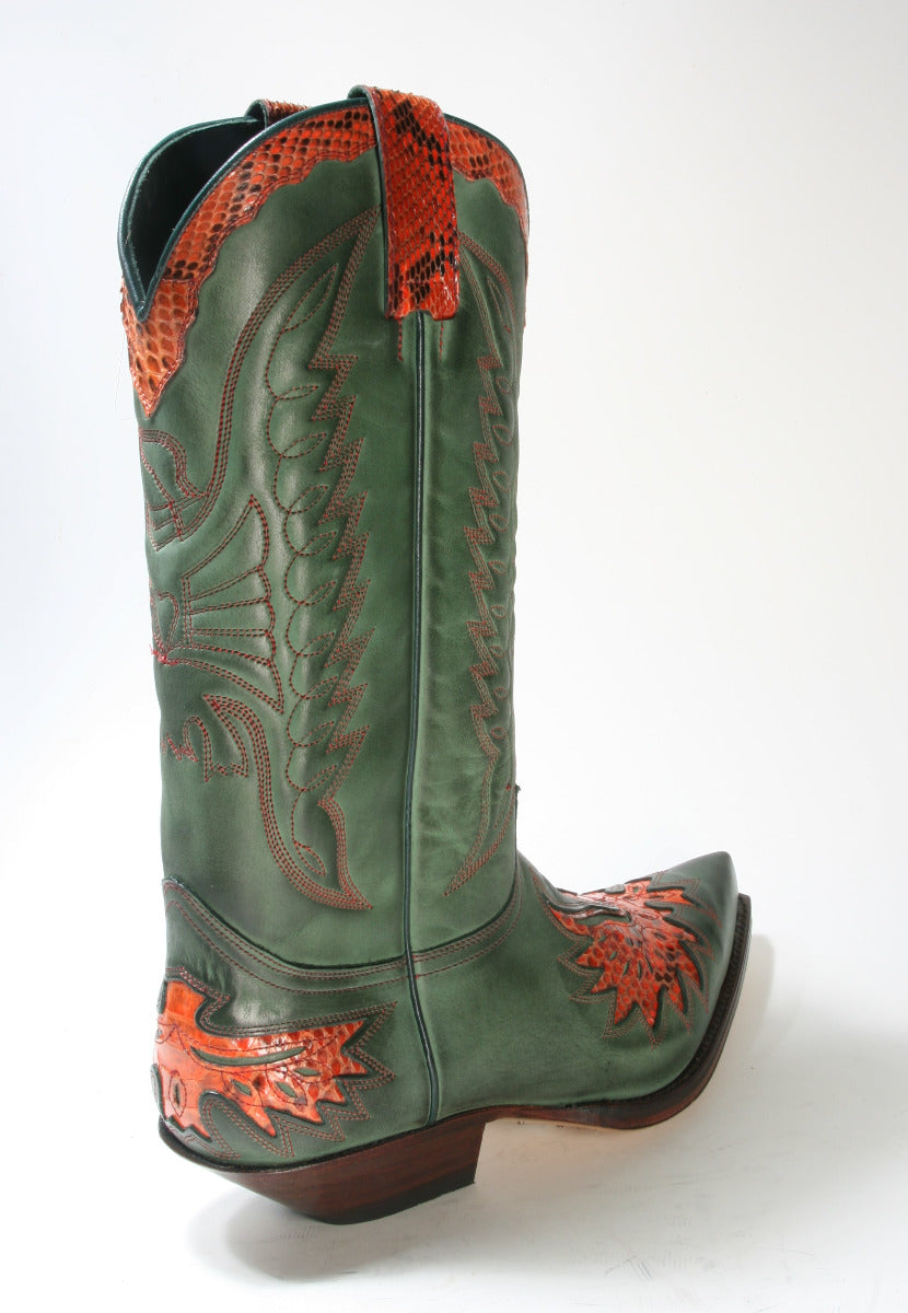 7106 Sendra Boots Cowboy Boots N. Verde Python Orange