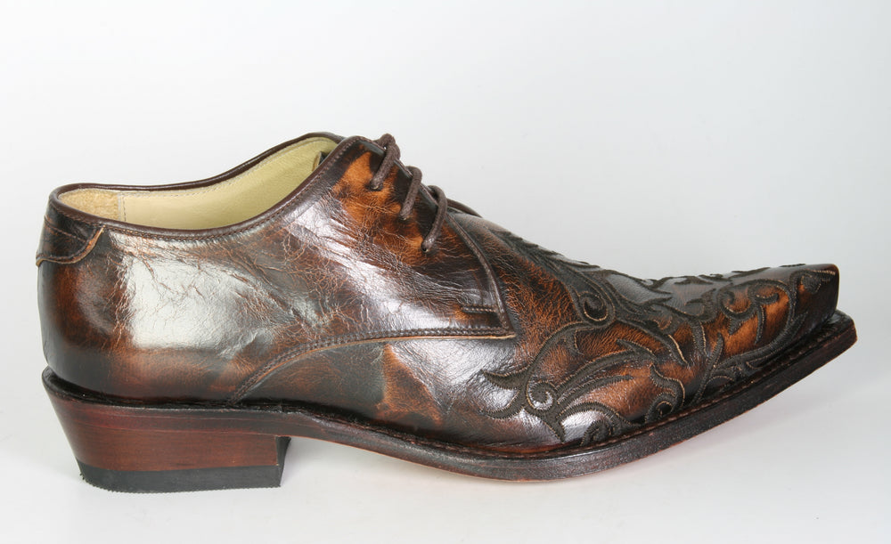 7650 Sendra Schnürschuhe Britnes Flo. Marron Stickung