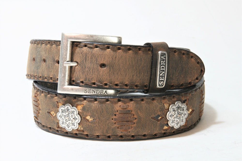 8277 Sendra leather belt Mad Dog Tang with conchos