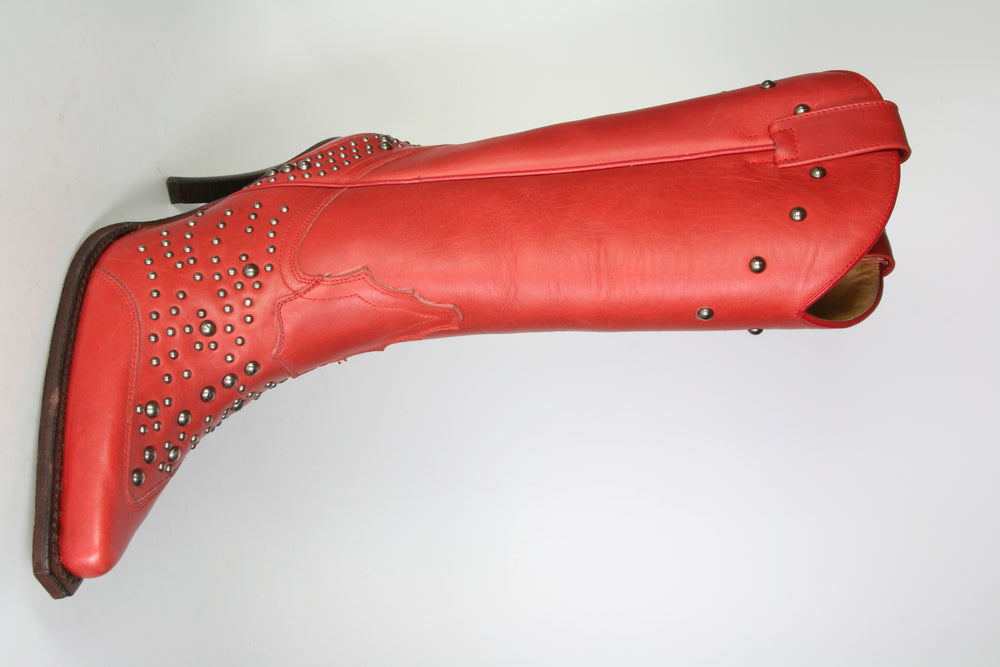 8701 Sendra Cowboy high heels red with rivets