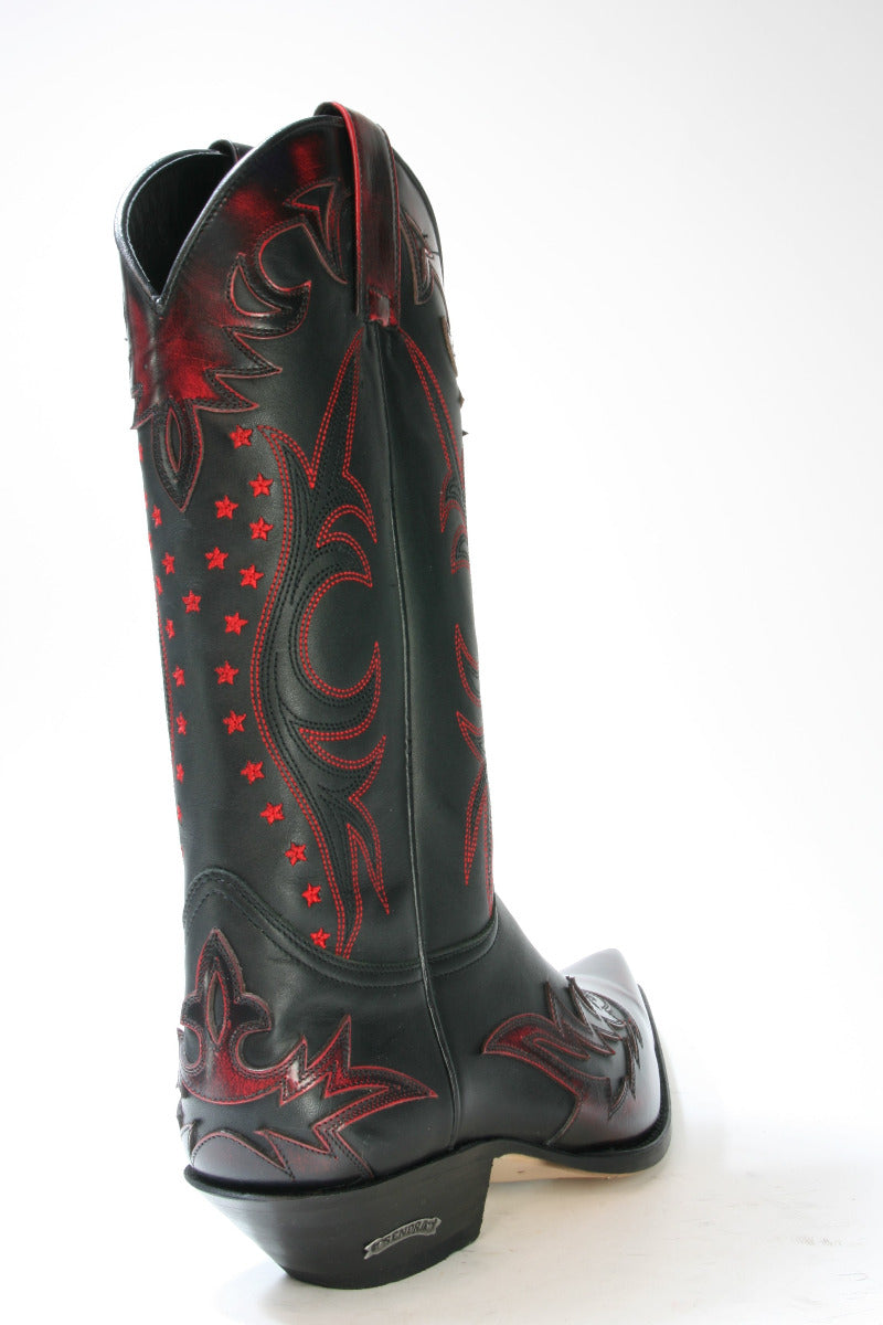 9768 Sendra Boots Cowboystiefel Flora Rojo Dirty Pull Oil Negro