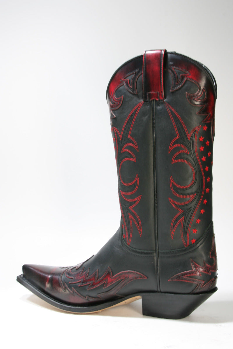 9768 Sendra Boots Cowboystiefel Flora Rojo Dirty Pull Oil Negro