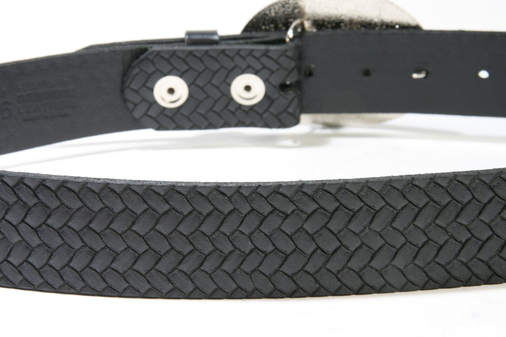 GS 32796 RB Wechselgürtel geflochten Black Totenkopf