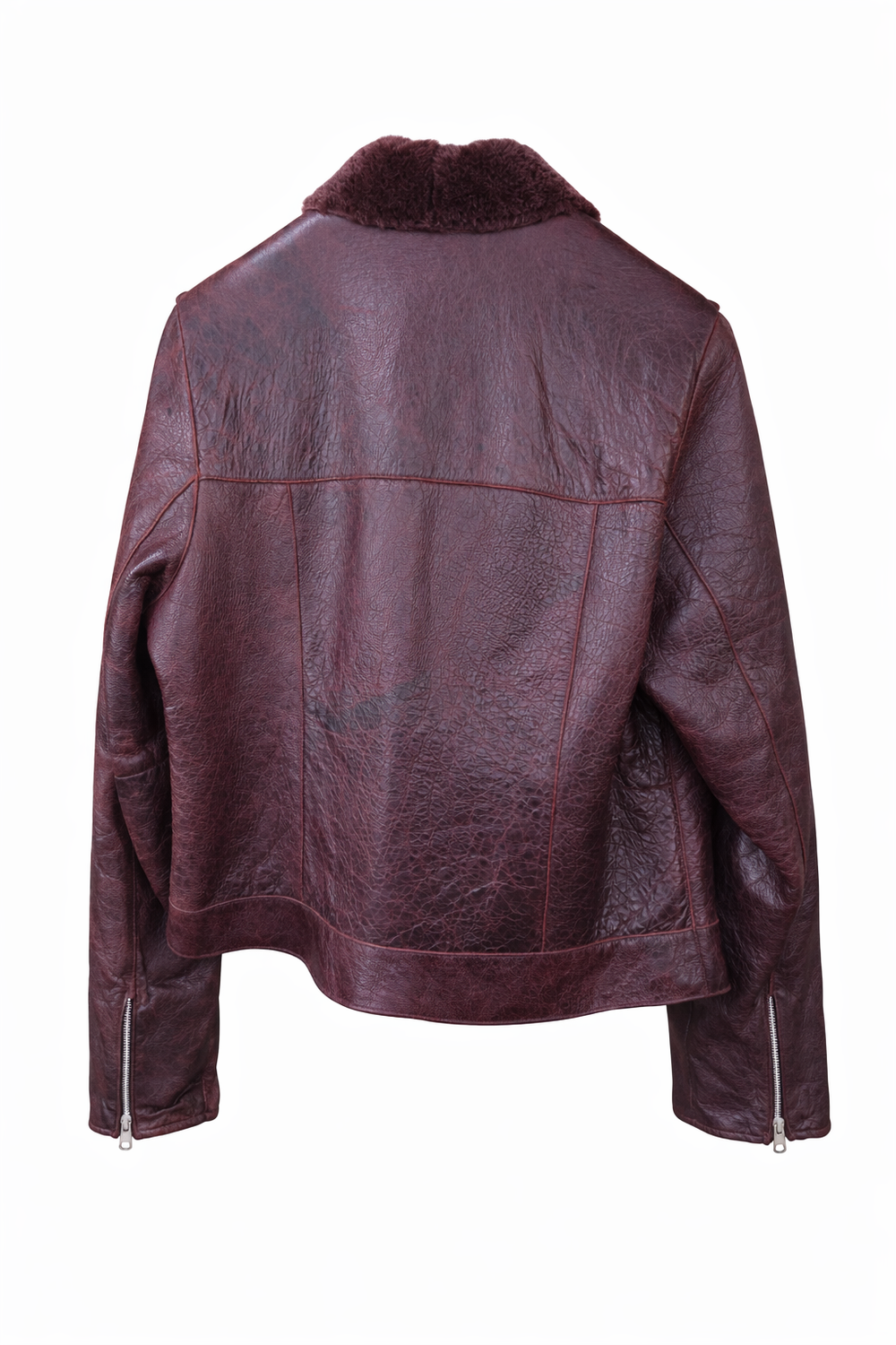 Damen Lederjacke mit echtem Lammfell bordeaux