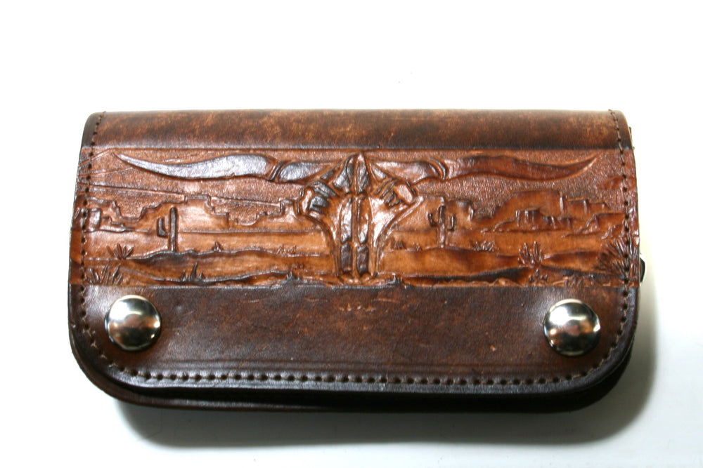RB TW 18187 Biker Wallet Brown Longhorn