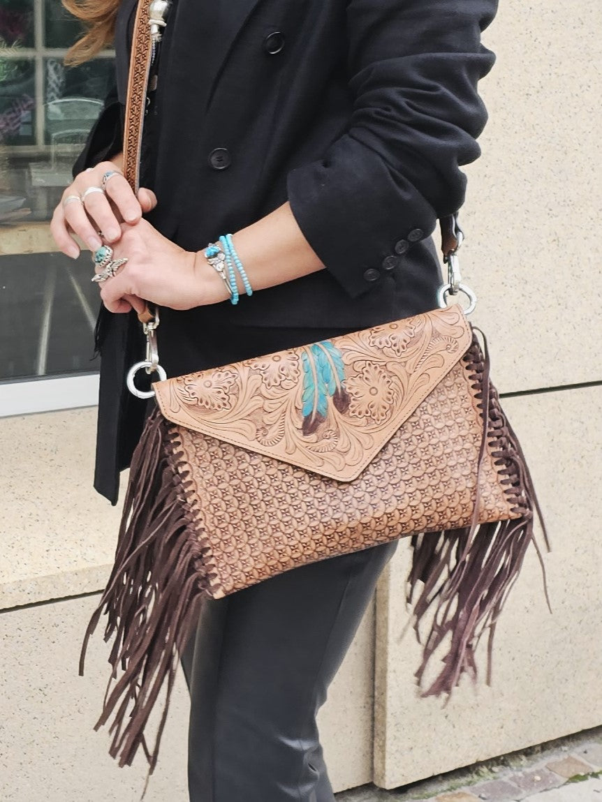 Bag 09 Umhängetasche Leder Bohostyle Feather