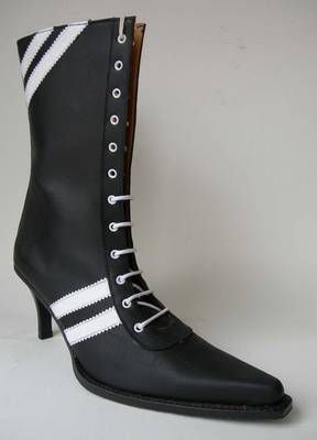 6576 Sendra High Heels schwarz/weiß Schnürer