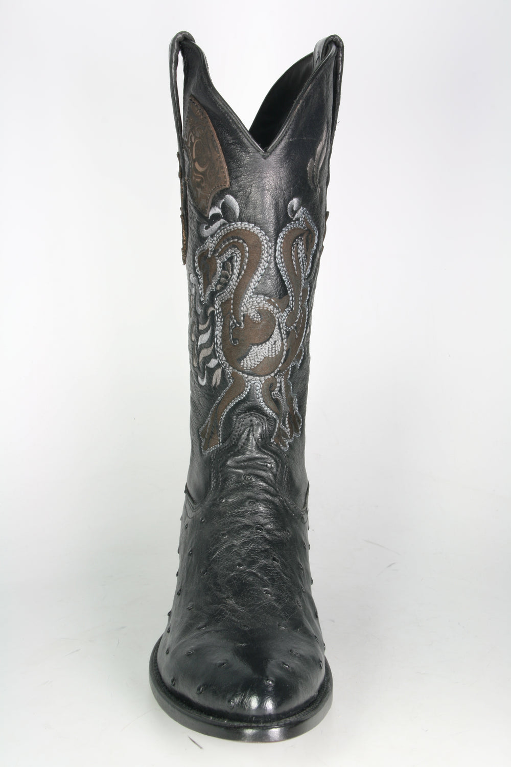 2C01 Cuadra cowboy boots ostrich leather black