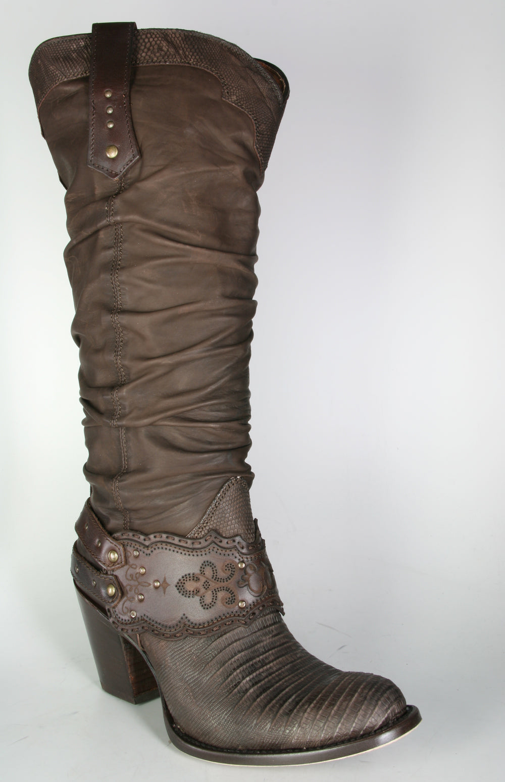 40890 Cuadra Shaft Boots Lizard Brown