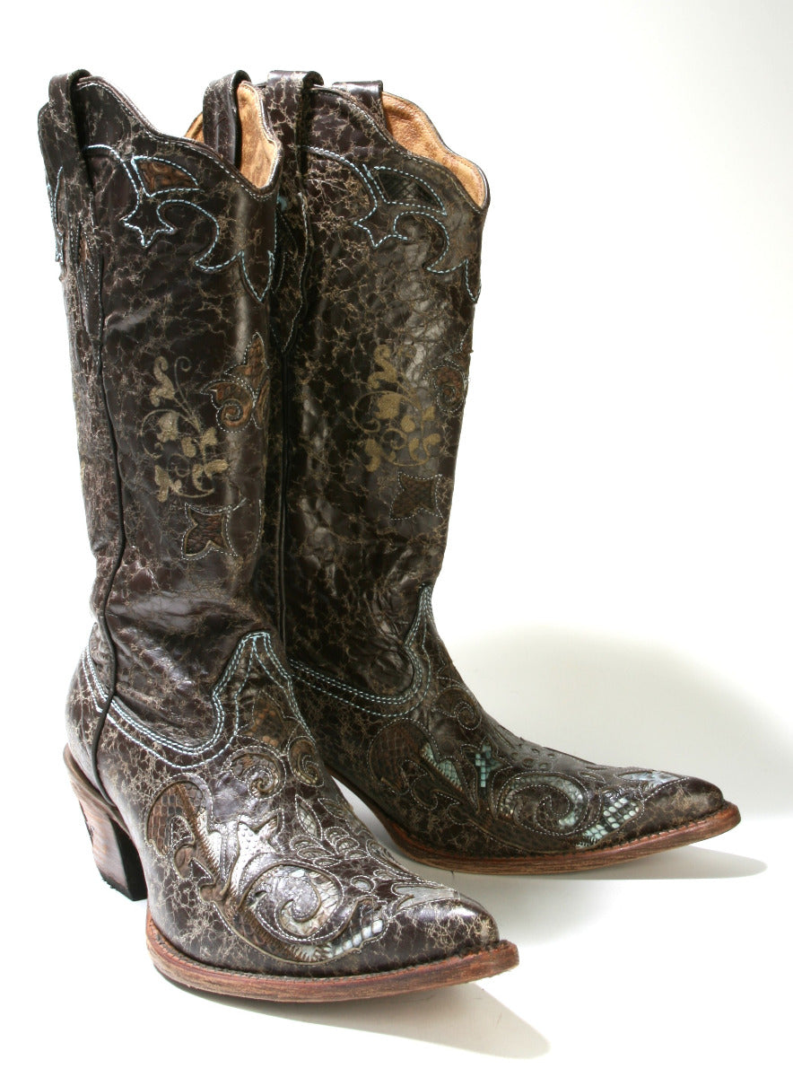 G528CP Cuadra cowboy boots Baby Blue Python