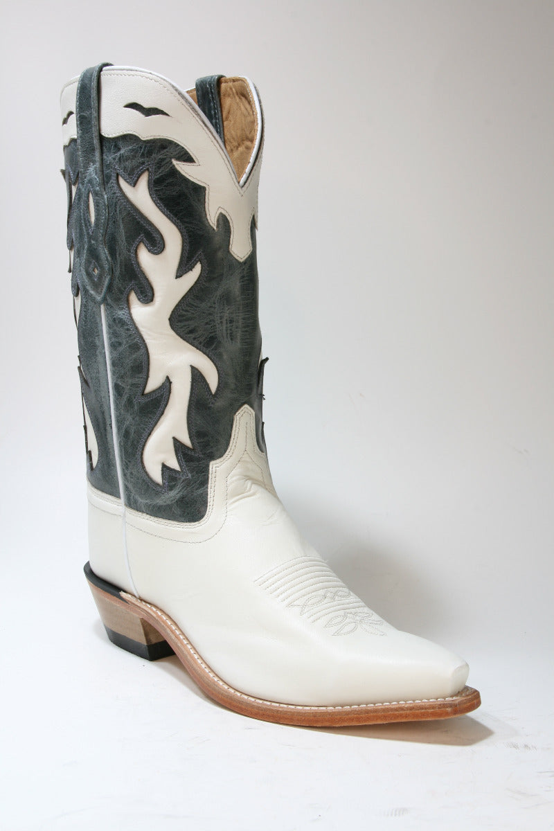LF1626 OLD WEST Cowboystiefel Silver Oaks White Blue