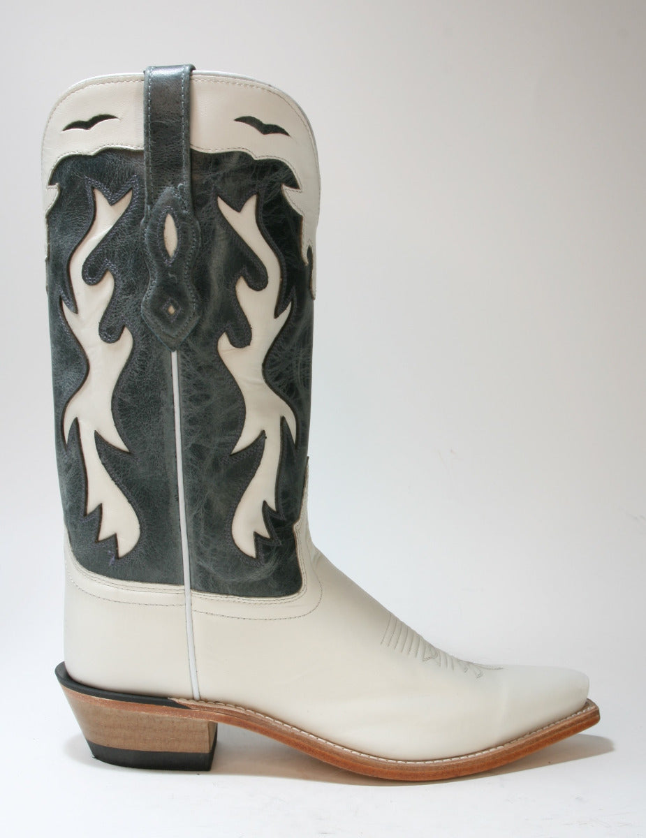 LF1626 OLD WEST Cowboystiefel Silver Oaks White Blue