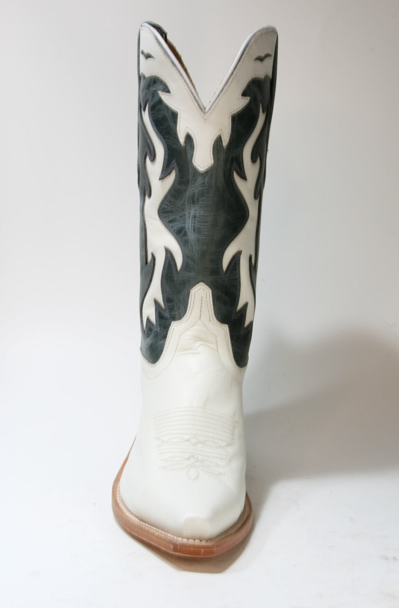 LF1626 OLD WEST Cowboystiefel Silver Oaks White Blue