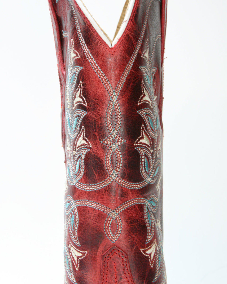 LF 1671 E Old West Cowboyboots Red Crackle