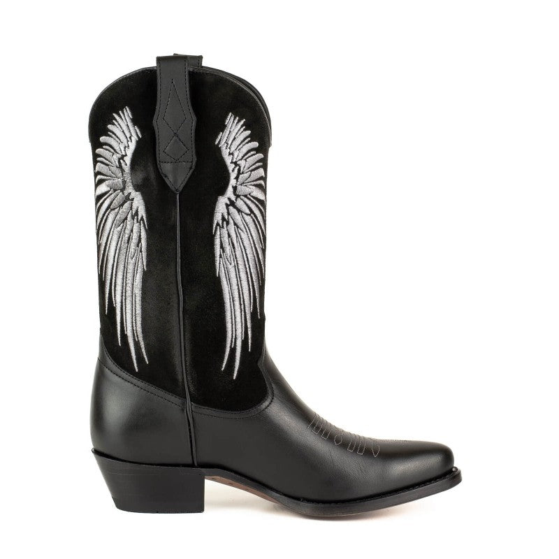 2666 Mayura Cowboystiefel Wings Black Nappa Black Split Suede