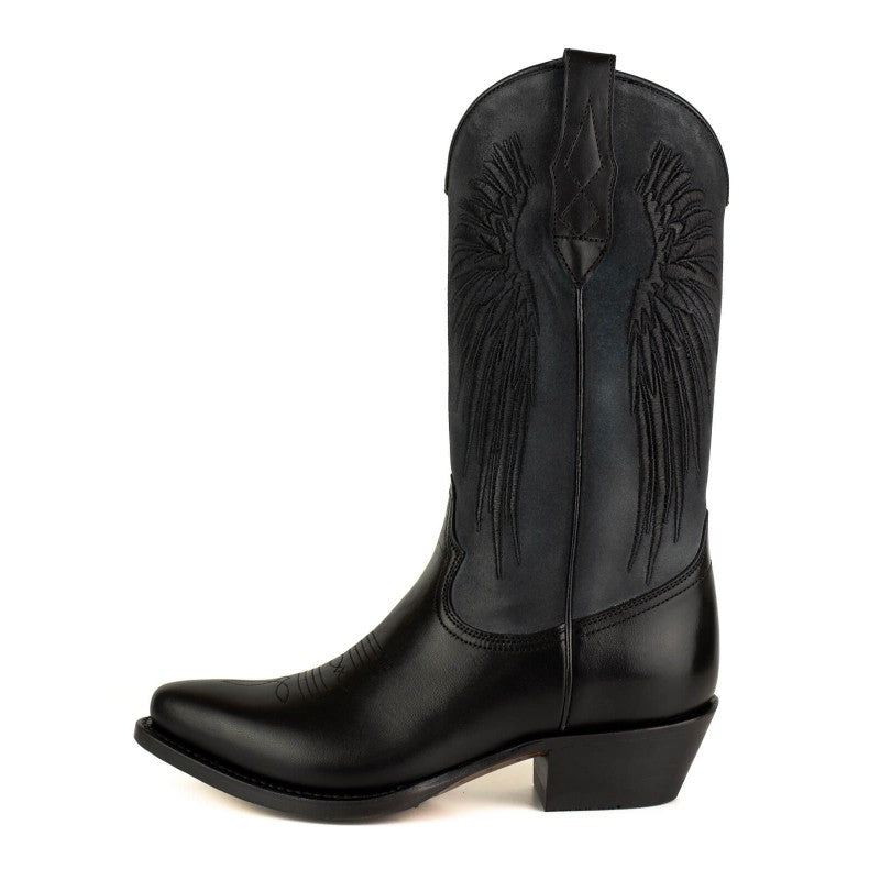 2666 Mayura cowboy boots WINGS Black Afelpado