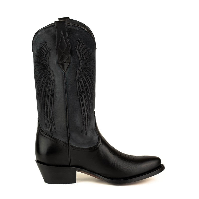 2666 Mayura cowboy boots WINGS Black Afelpado