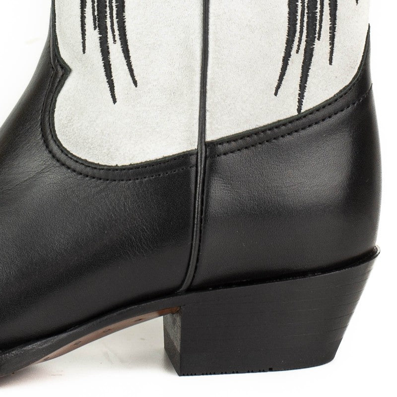 2666 Mayura cowboy boots WINGS Black Nappa White Split Suede