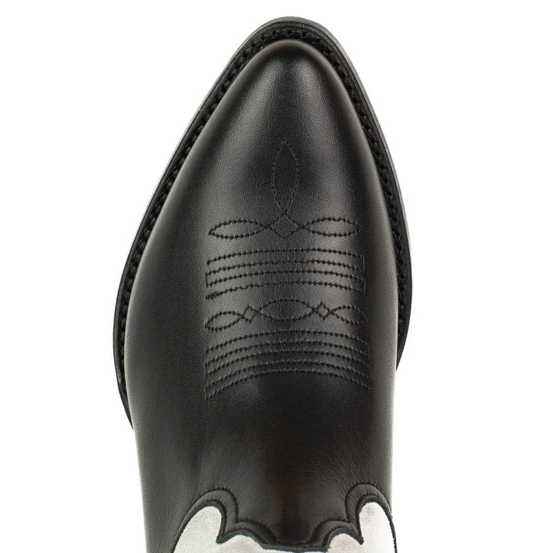 2666 Mayura cowboy boots WINGS Black Nappa White Split Suede