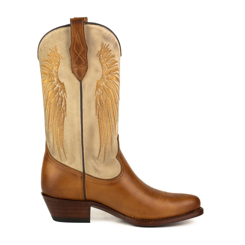 2666 Mayura cowboy boots WINGS Rony Totem Offwhite Split Suede