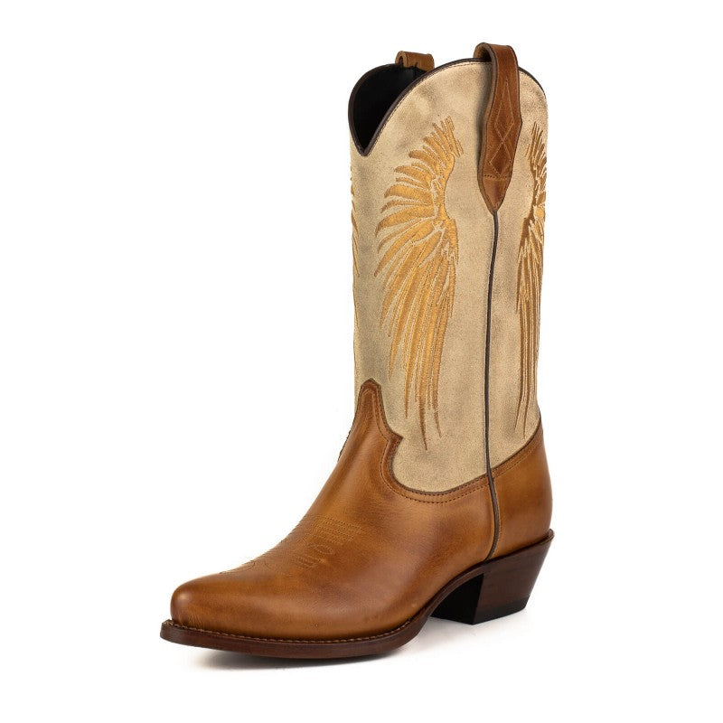 2666 Mayura cowboy boots WINGS Rony Totem Offwhite Split Suede