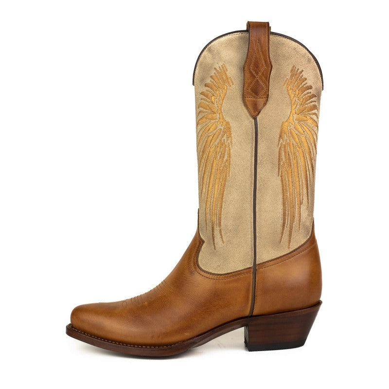 2666 Mayura cowboy boots WINGS Rony Totem Offwhite Split Suede