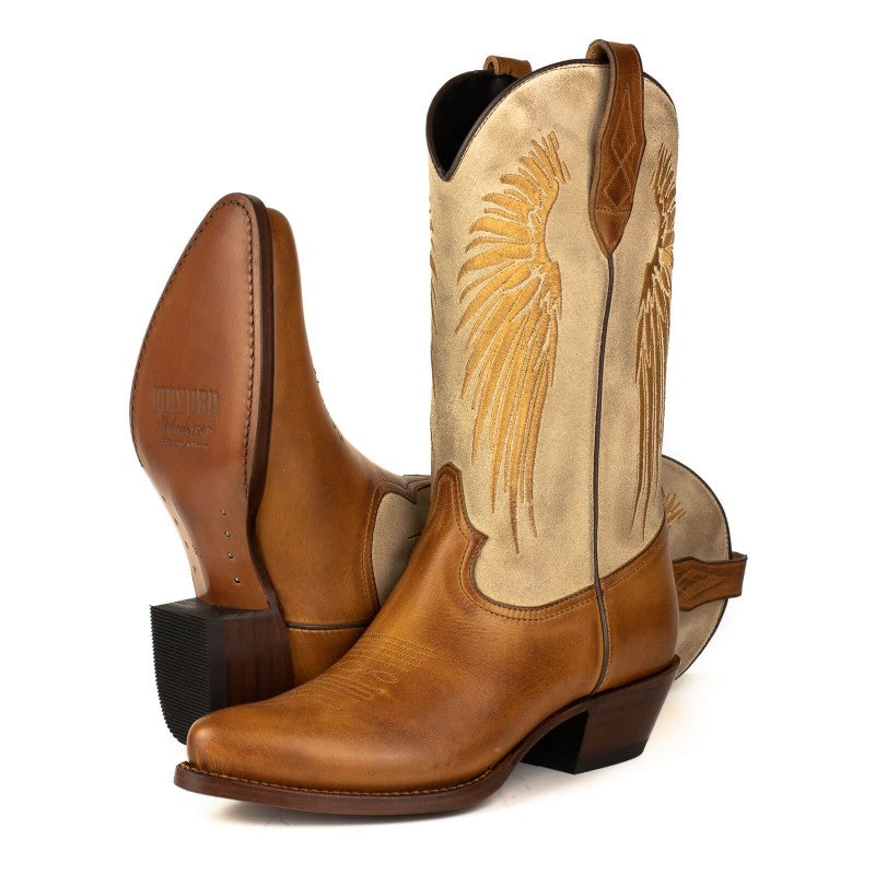 2666 Mayura cowboy boots WINGS Rony Totem Offwhite Split Suede