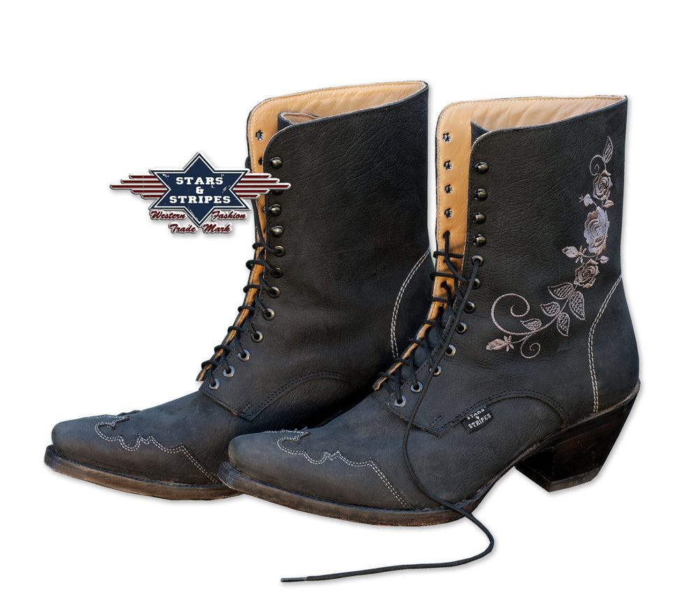 669 Rosie Stars&Stripes lace-up boots Black