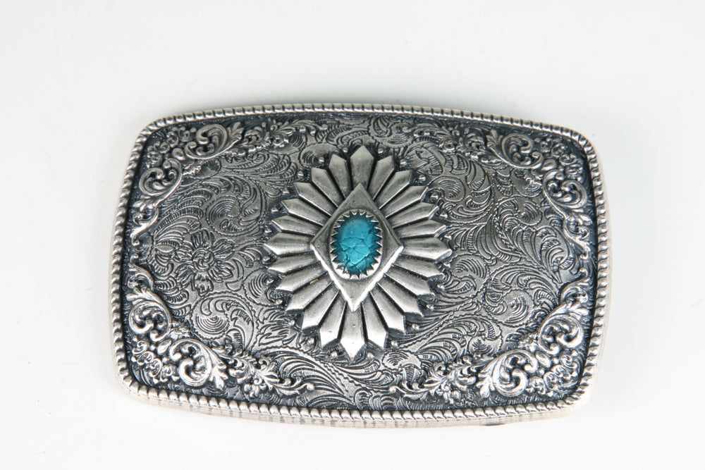S32213 Buckle Belt Buckle Silver Plated Turquoise