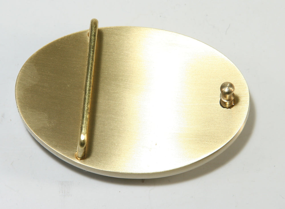 32724 Buckle Gürtelschnalle messing mit grünem Stein