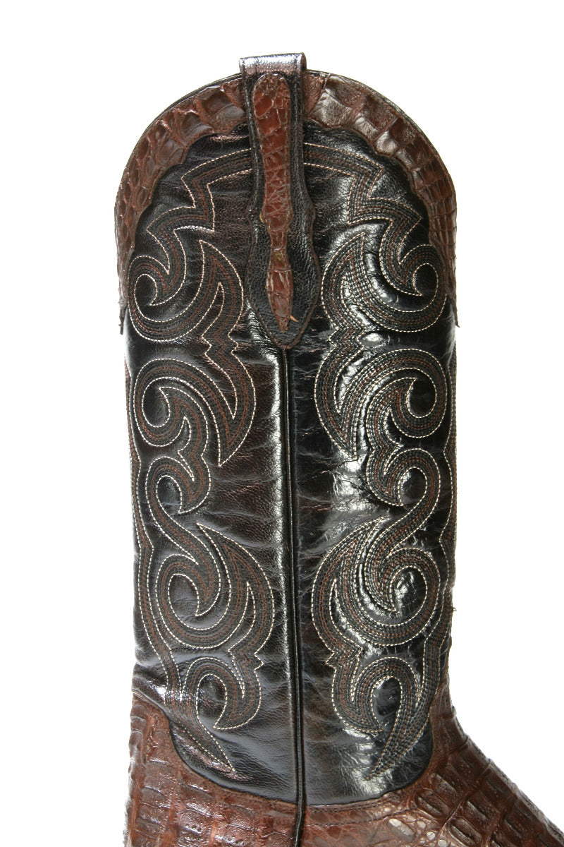 TEXAS cowboy boots Sendra Mexico Caiman Cola Chocolate