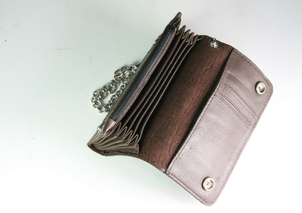 TW28792 Geldbörse Bikergeldbeutel Brown mit Kette