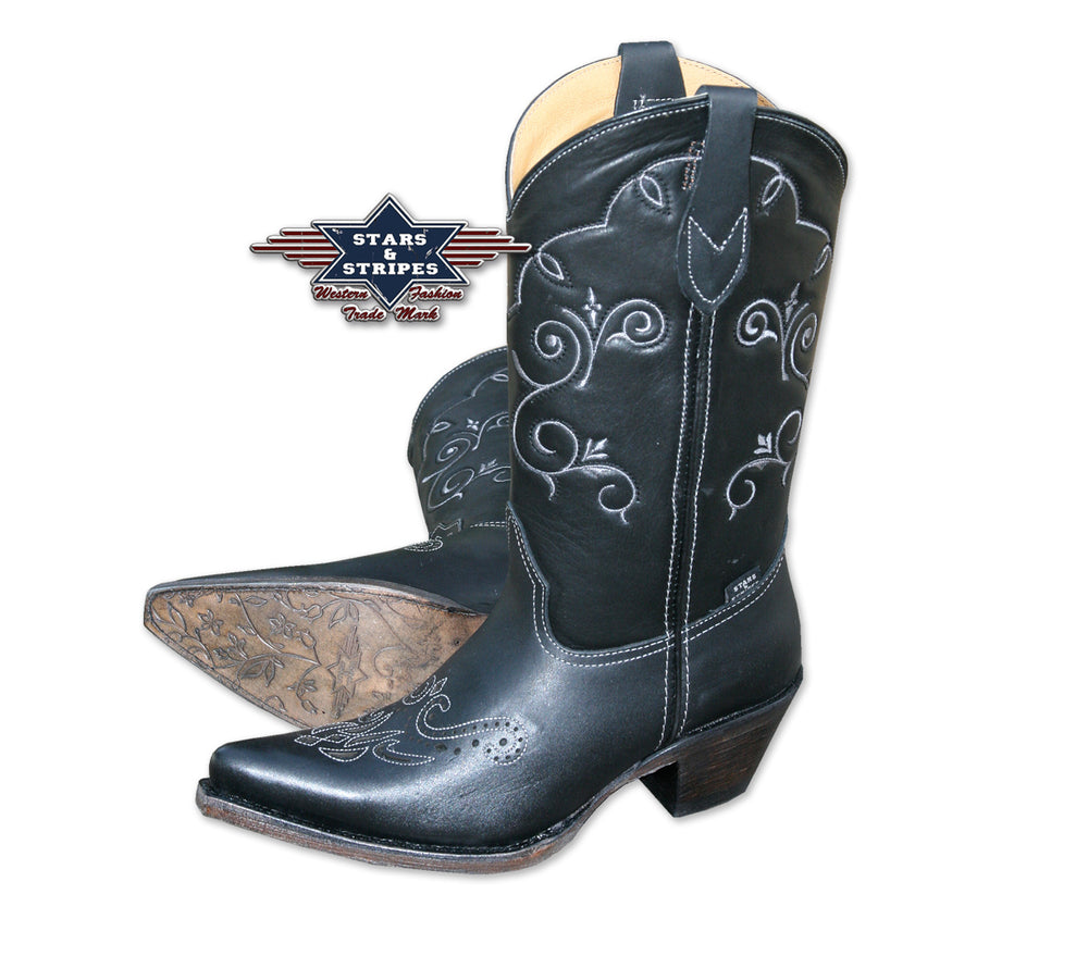 WBL-29 Stars&Stripes Cowboy Boots Black