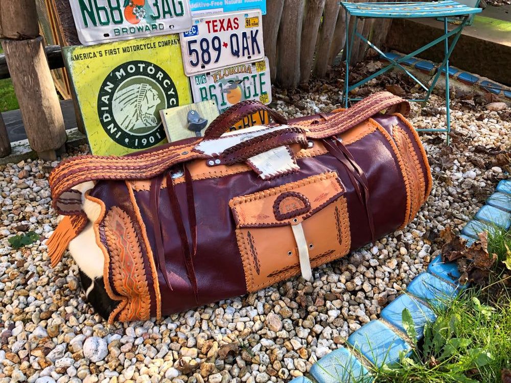 Ledertasche Weekender Ethno Braun Handmade