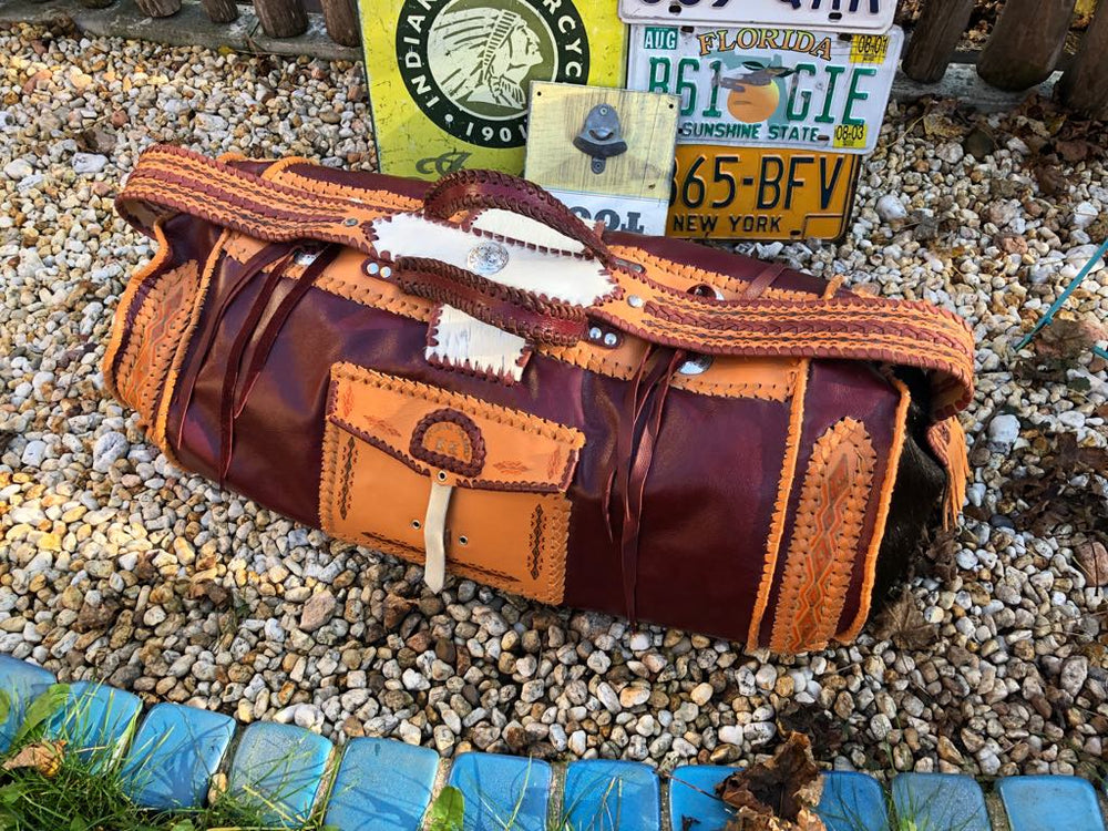 Ledertasche Weekender Ethno Braun Handmade