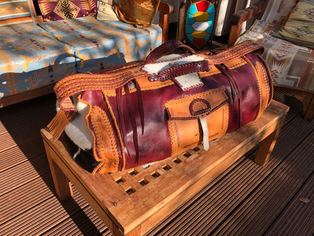 Ledertasche Weekender Ethno Braun Handmade