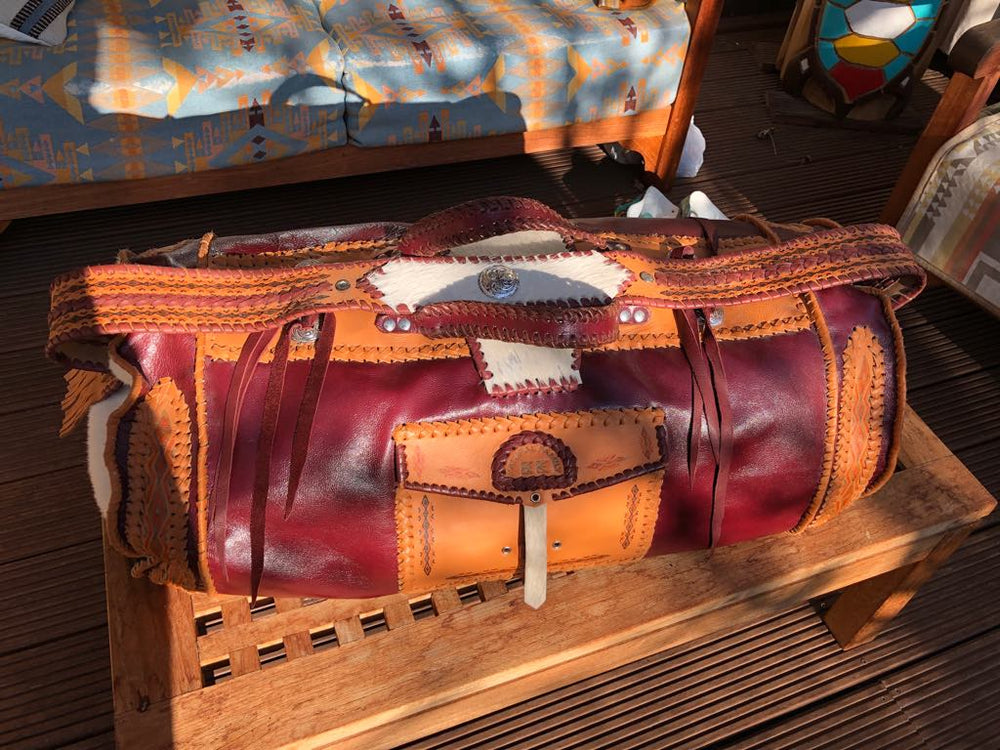 Ledertasche Weekender Ethno Braun Handmade