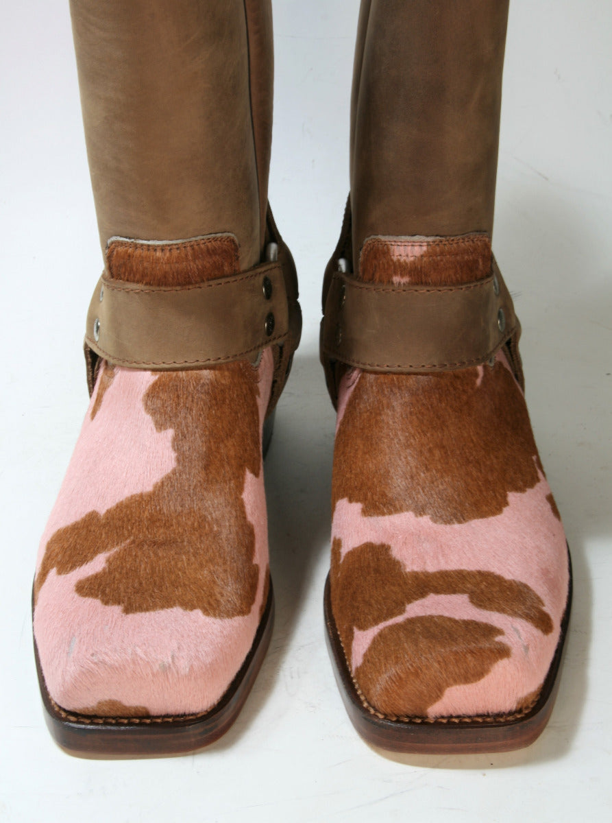 0541 Sancho Bikerboots Castano Kuhfell rosa
