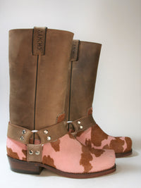 0541 Sancho Bikerboots Castano Kuhfell rosa
