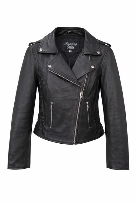 08500 Running Bear Damen Bikerjacke Leder schwarz