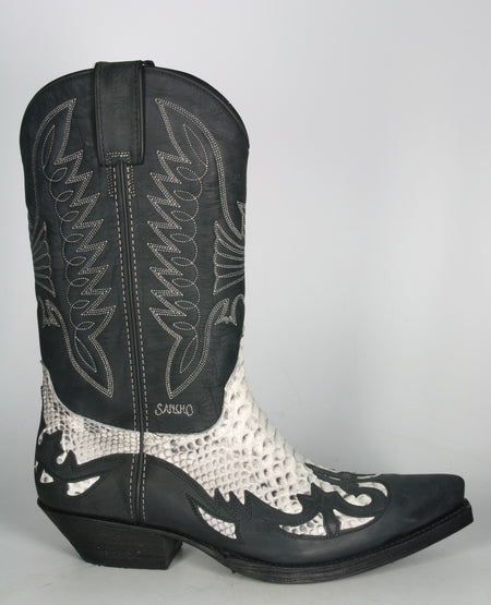 10106 Sancho Cowboy Boots Negro Python Natural
