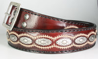 1081 Sendra leather belt Flor. Fuchsia with conchos