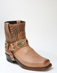 12407 Sendra Bikerboots Nobuck Peach Brash