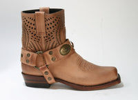 12407 Sendra Bikerboots Nobuck Peach Brash