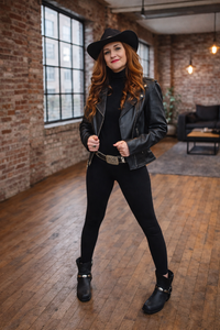 08500 Running Bear Damen Bikerjacke Leder schwarz