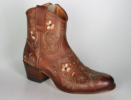 14194 Sendra Stiefelette Debora Sanoli Cognac Flower