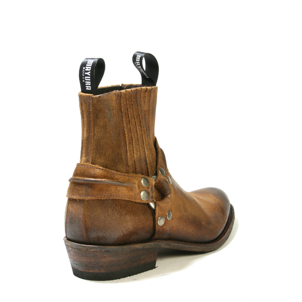 Seitenansicht der Mayura Biker Boots aus gebrushtem Wildleder